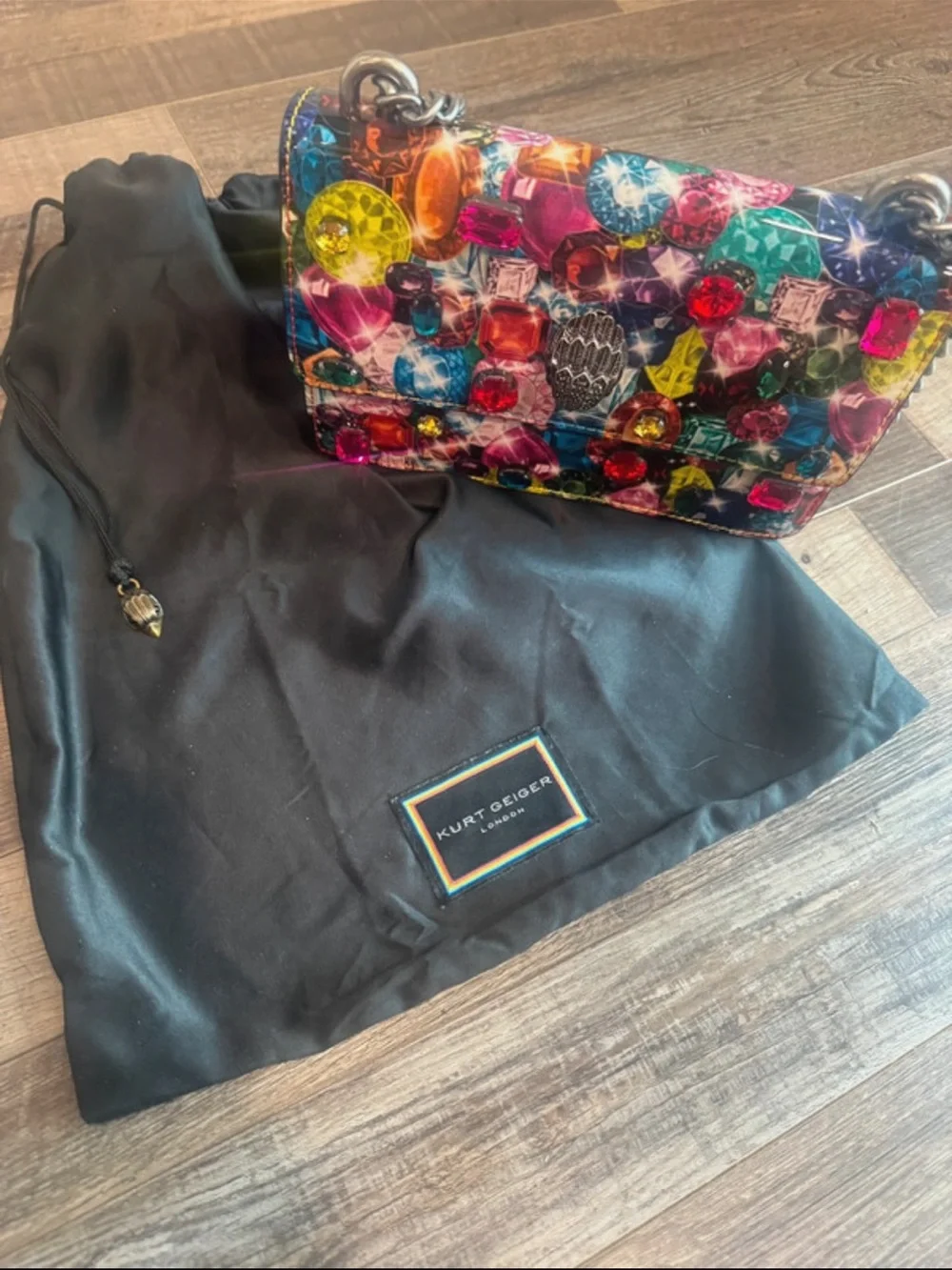 Kurt Geiger London Shorditch Jewel-Print Shoulder Bag in Multicolor Gem Tones